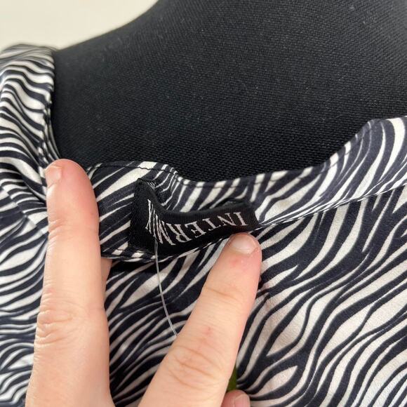 Vintage Y2K Intermix Zebra Print Silk Cowl Neck Sleeveless Top silk size xs - Picture 4 of 6